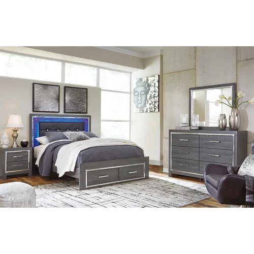 Lodanna Queen Panel Bed with Mirrored Dresser and Nightstand