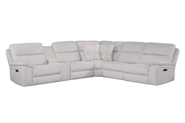Westhaven Ivory 6PC Power Recliner W Console