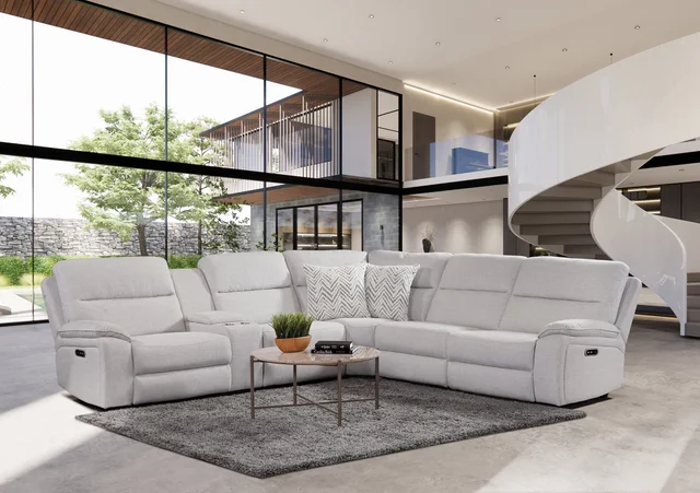 Westhaven Ivory 6PC Power Recliner W Console